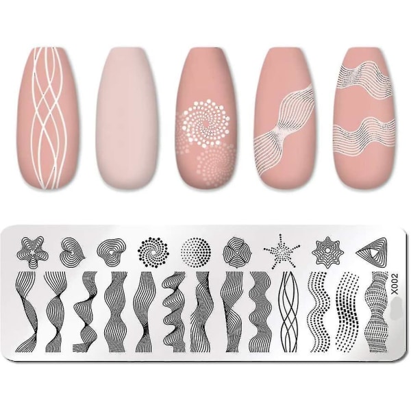 Xceedez Nail Stamping Plates Line Pictures Nail Art Plate Rostfritt stål Design