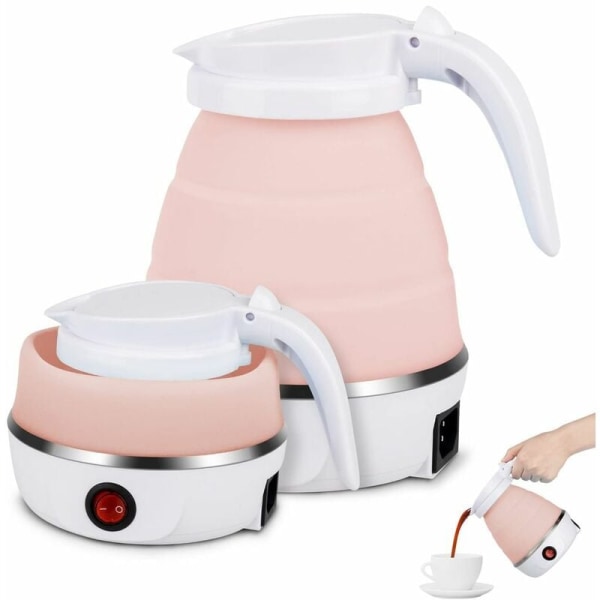 Hopfällbar Vattenkokare Resevattenkokare Silikon Silikonkropp 0,6L Rosa