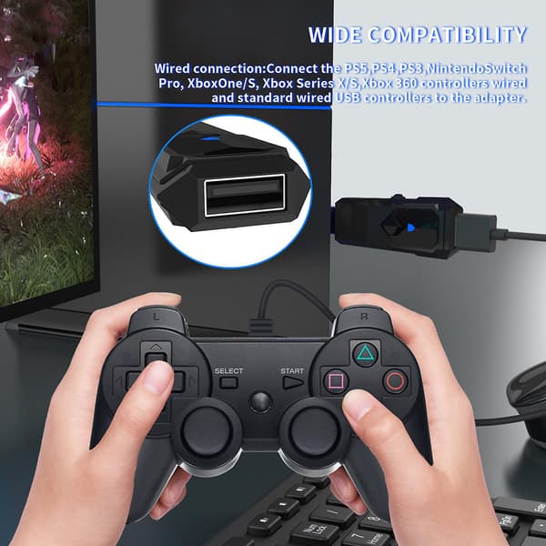 Kompakt bärbar Bluetooth-kompatibel spelkontrollkonverter för Switch Oled Ps5