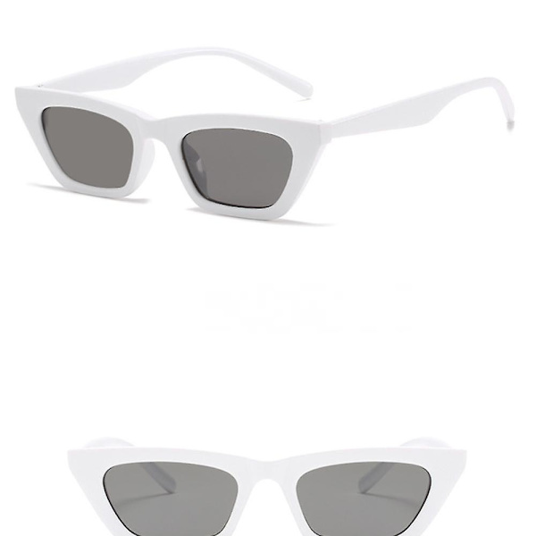 Små Cat Eye Solglasögon Retro Solglasögon Oversized Stora Cat Eye Solglasögon Dam Mode Klassiska Tjocka Fyrkantiga Solglasögon Uv400 Skydd (wh