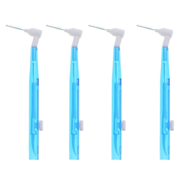 35 deler L-formet tanntrådsbørste med tre hoder tannrengjøringsverktøy for munnpleie blå (M, blå)