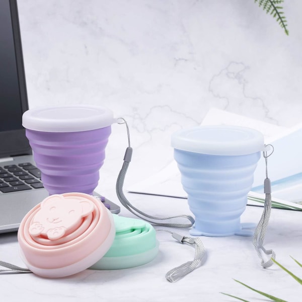 Hopfällbar Vattenkopp Mugg, Set Om 4 Resmugg Campingmugg Med Lock, Hopfällbar Silikon Resmugg, Bärbar, Kaffeemugg För Camping Vandring Picknick