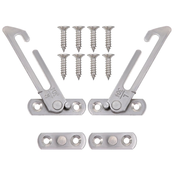 1 set of stainless steel casement window wind-limiting sliding window hooks (8.50X5.00X1.00CM, silver)