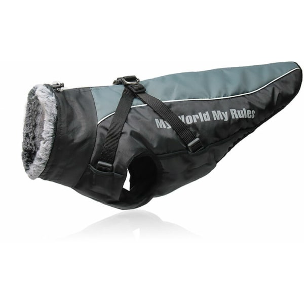 Reflekterande vindtät vattentät hundkappa, höstvinter varm hundjacka Stormguard hundvinterväst för medelstora hundar, modell: grå 3XL