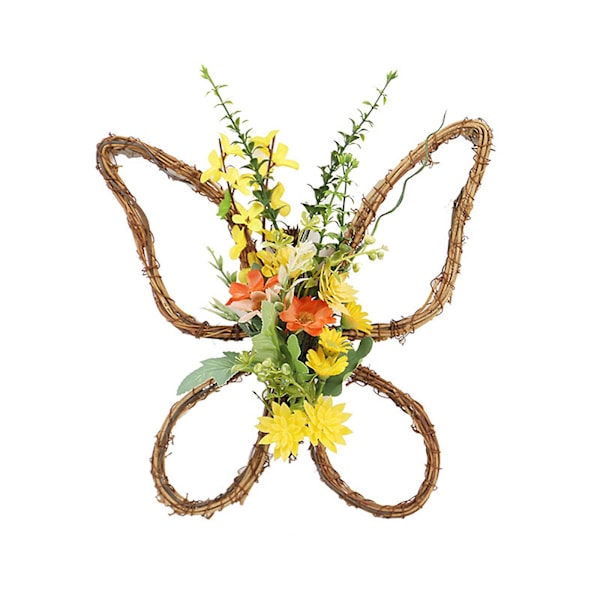 Påsk Simulering Blomsterkrans Hänge Fjäder Framdörr Hem Utomhus Väggdekoration Vårblommor（A）