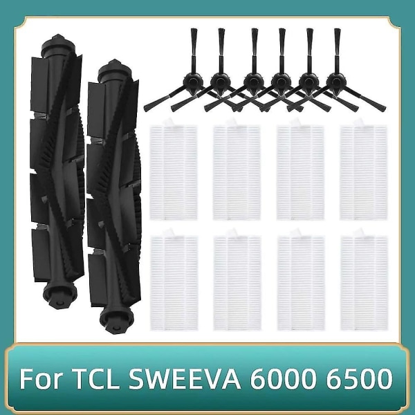 Tcl Sweeva 6000 6500 -robotti-imurin telarulla, sivuharja, Hepa-suodatin varaosat ja tarvikkeet（Set A）