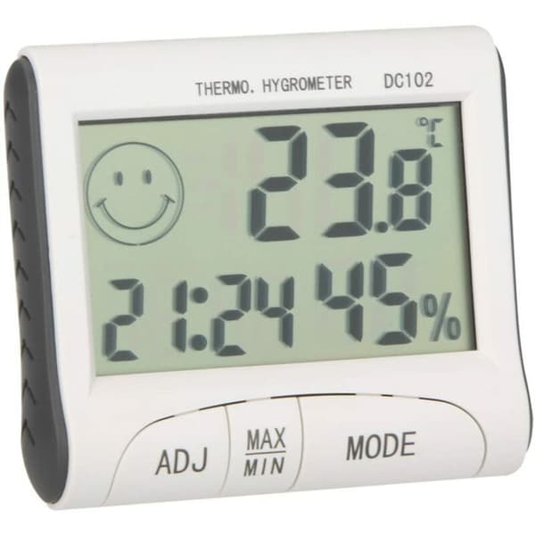 LCD inomhus termometer Mini LCD digital inomhus termometer hygrometer termometer klocka skrivbord väderstation med magnetisk stativ
