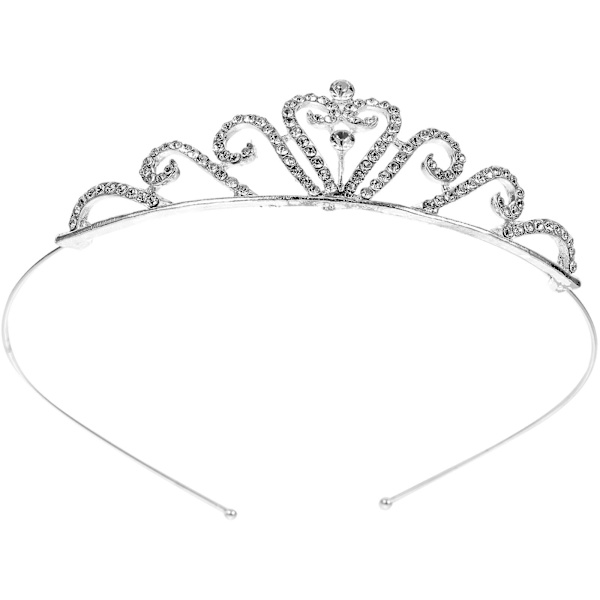 Barrettes dekorerade med strass för barn, hårband, hårklämmor, hårband, kronor (silver) (16,00X13,00X3,20CM, silver)