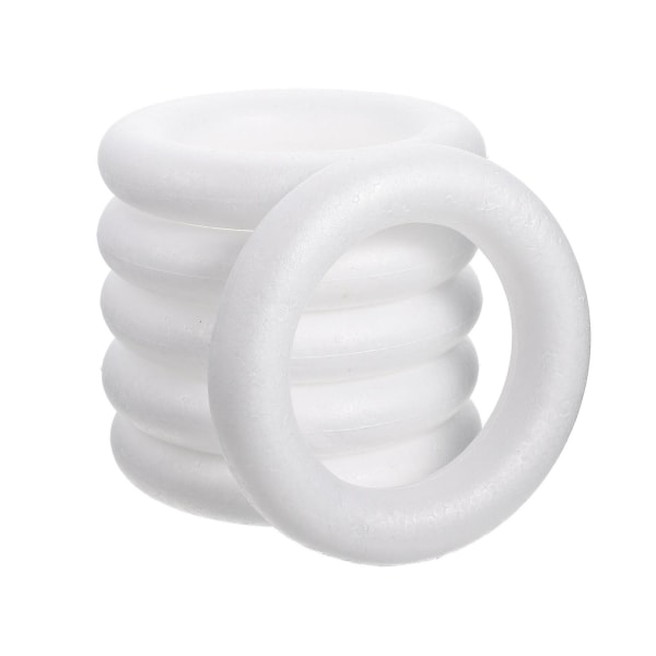 6-pakkaus monikäyttöinen pyöreä tee-se-itse vaahtomuovisormus Tee-se-itse hääjuhlavaahtomuoviseppele (valkoinen) (20X20X3,5CM, valkoinen)