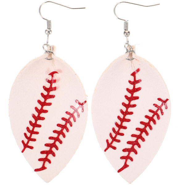 1 par baseballörhängen, baseballörhängen, sportbollsörhängen, droppörhängen för kvinnor (8.00X3.50X0.10CM, vit)