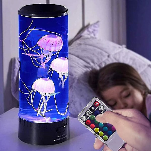 Led Jellyfish Lava Lamp, Usb Elektrisk Stämningsrunda, Med 3 Falska Lysande Maneter