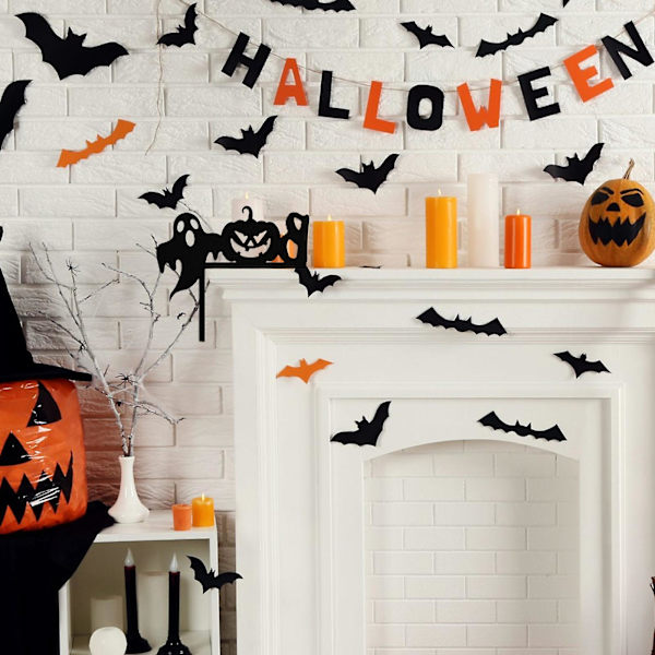 Halloween-oven kulmamerkki Laatu ja tukeva Luova Helppokäyttöinen Kodin sisustus 17 x 17 cm Musta puinen（musta）