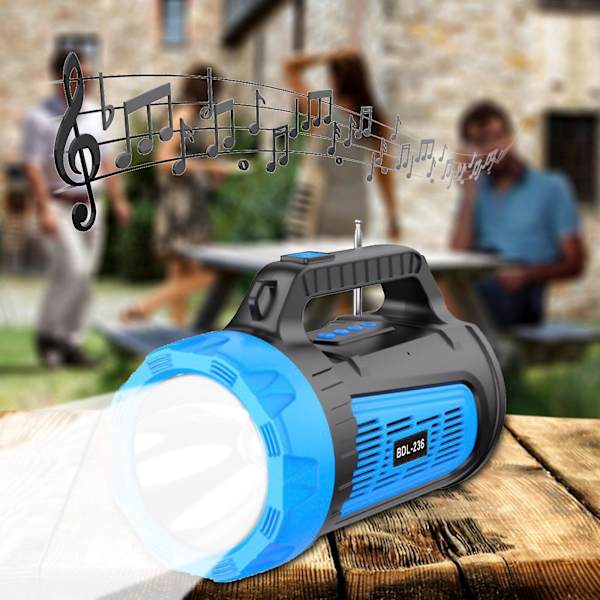Bärbar solcellsdriven Bluetooth-högtalare, trådlös utomhushögtalare med subwoofer, djup bas stor kraftfull stereohögtalare med powerbank FAN20240643（Blå）