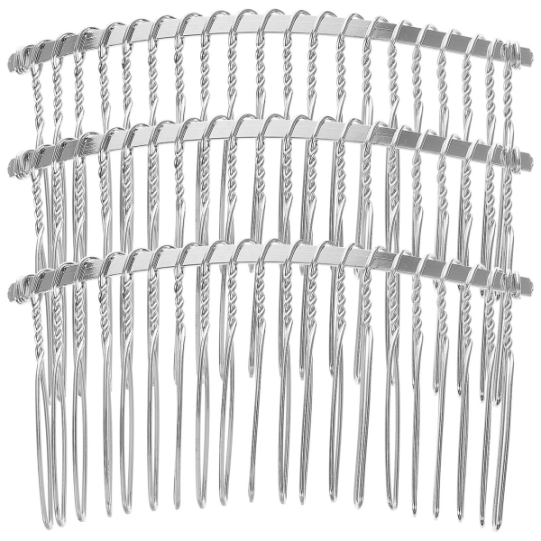 3-pack of 7.8cm 20-tooth fancy DIY wire hairpin comb bridal wedding comb (silver) (7.80X4.20X0.20CM, as shown in the picture)