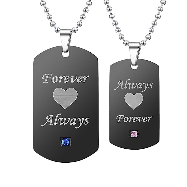 Thintom Couples Necklaces His & Hers Matching Set Titanium Stainless Steel Couple Pendant Necklace