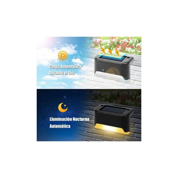 4 st solterrasslampor, solstegslampor Vattentäta LED solarlampor, sollampor för trädgårds utomhustrappor, steg, staket, gård, uteplats och stig