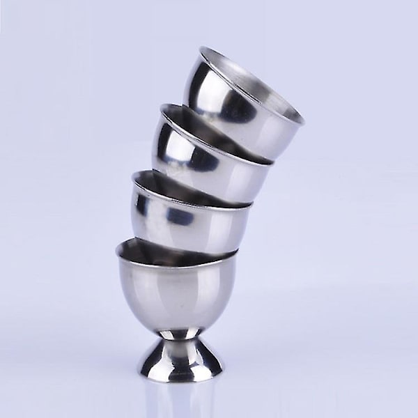 Egg Cup Holder Set Rustfritt Stål Egg Tray Kjøkkenverktøy 4stk, Sølv)