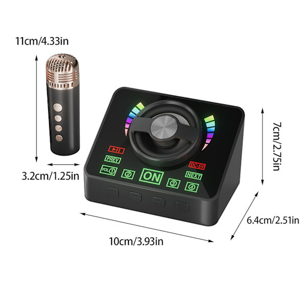 Karaoke-maskin Bärbar Bluetooth 5.3 Högtalarsystem Med 1 Trådlös Mikrofon Hemma Familjesång Karaoke（Svart）