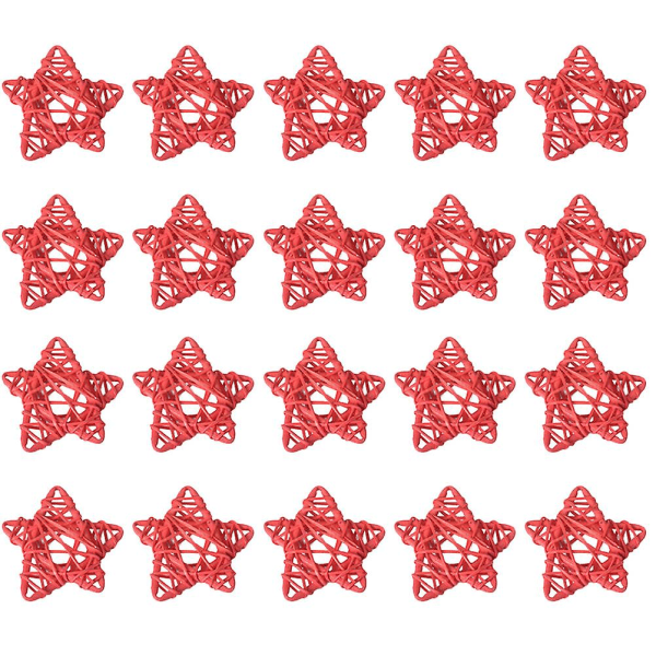 20-pak Rattan Star DIY Star Pendant Hjemmestjernedekoration (6X6 cm, rød)