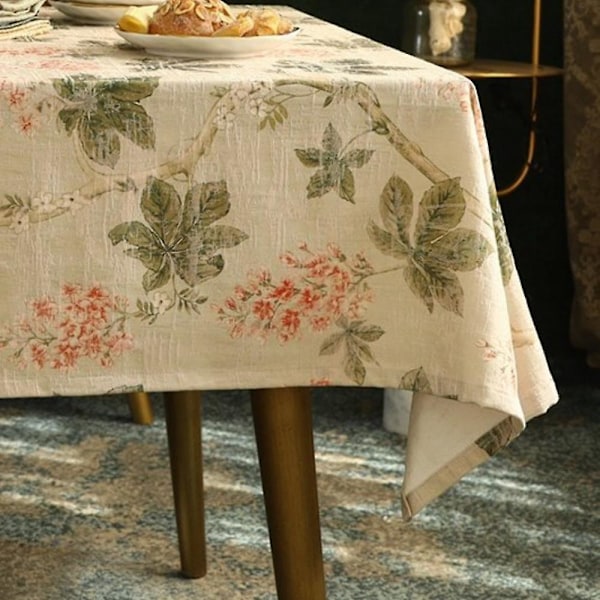 Duk 100% bomull blommigt tryck rektangulär inomhus utomhus spillproof tyg duk vår sommar fest picknick bröllop kök heminredning