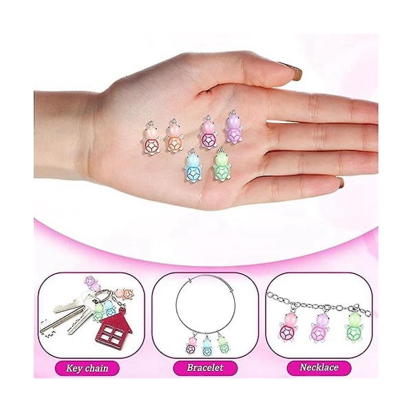 60 stk. Mini Resin Skildpadde Charms Glød I Mørket Skildpadde Vedhæng Lysende Skildpadde Hav Dangle Anima（Multicolor）
