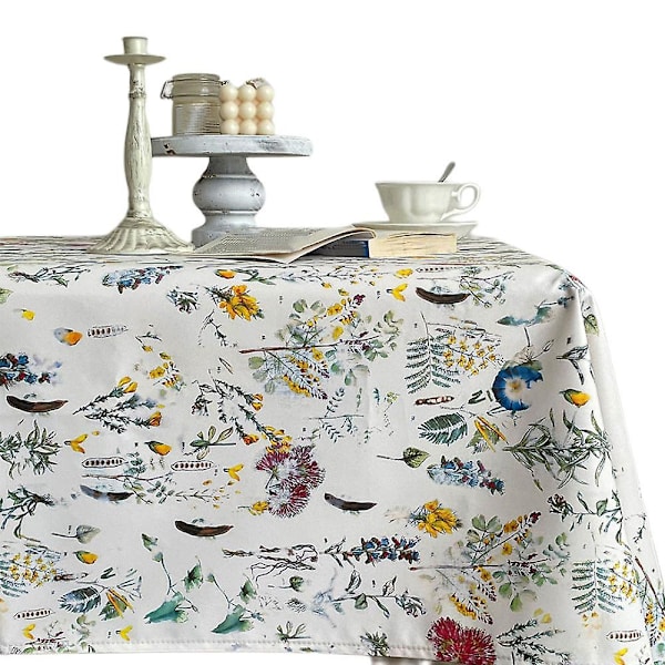 Rektangulär bordsduk med tryck, retro trädgård blommor vår sommar inomhus och utomhus fest picknick trädgårdsdekoration