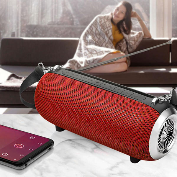 Dubbla högtalare Bluetooth-högtalare, stor volym, bärbar utomhusremtyg, kraftfullt ljud och radio allt-i-ett-maskin（röd）