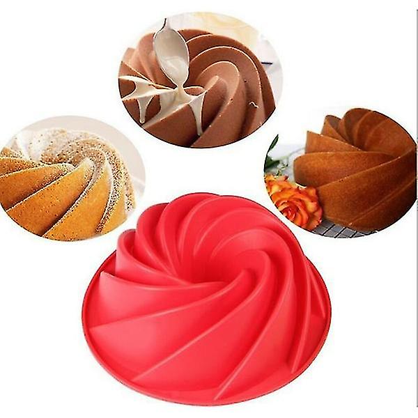 Spiral Bageform Sukker Cookieform Silikoneform Kageform Lilla/rød Multifarvet Spiral Kageform Hul Chiffon Silikone Kageform Bageforme