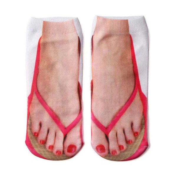 Manikyyriprinttisukat Flip Flop Print Sukat 3D Kuviosukat