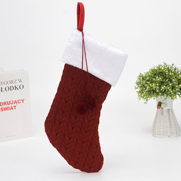 Mini julstrumpa rutig plysch manschett strumpa dekor presentpåse
