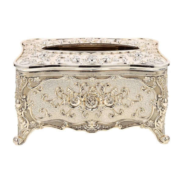 European embossed acrylic tissue box tissue holder napkin storage box household items (23X12.6X10.2CM, gold)