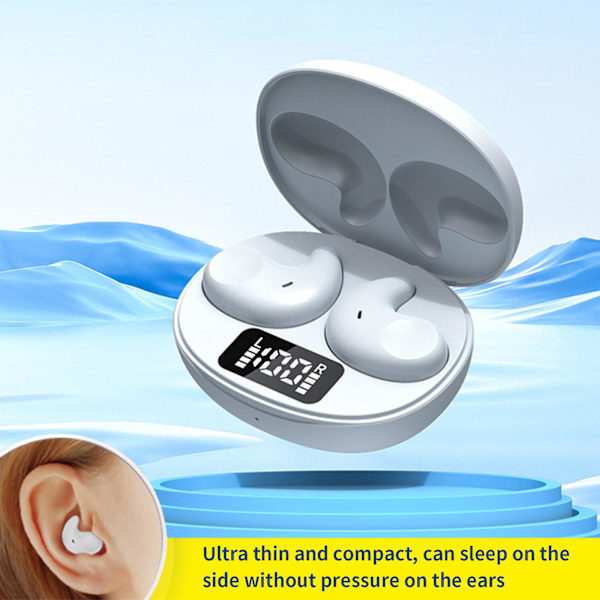 Trådlösa Bluetooth-hörlurar går inte in i örat för sömn Hörlurarna sover på sidan och komprimerar inte öronen（Vit）