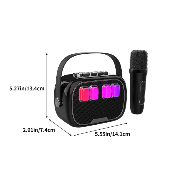 Handhållen sång och tal integrerad Bluetooth liten högtalare Mini handhållen bärbar utomhus familjesamling Karaoke verktyg FAN0474（Svart）