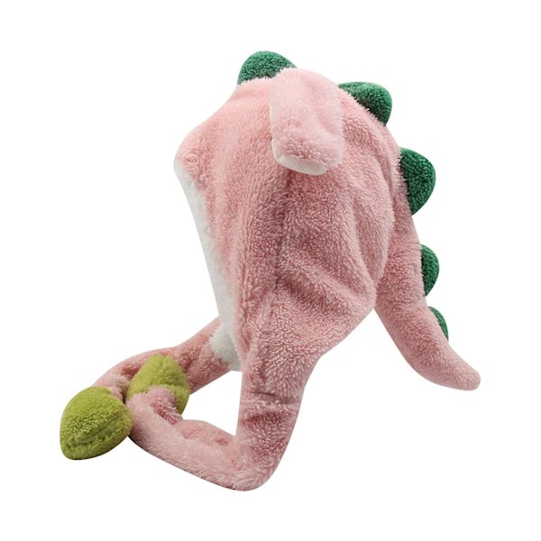 Dinosaurie plysch hatt, öronrörande hopphatt, hopphatt rolig plysch djurhatt för kvinnor flickor（Rosa）
