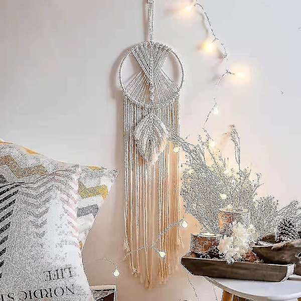 Stor drömfångare Boho Macrame drömfångare gjord av bomull vävd Macrame väggdekoration