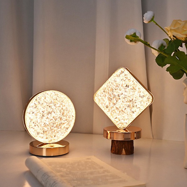 Sød stjerne måne atmosfære lampe touch sensor 3 farver guld usb genopladelig soveværelse stjerne natlys（cirkulær）