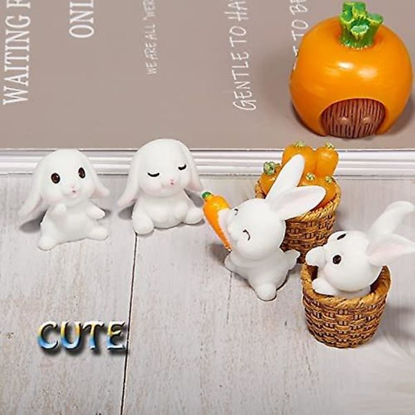 6 st miniatyr påskhare dekoration miniatyr påskhare figurer harts kanin figurer