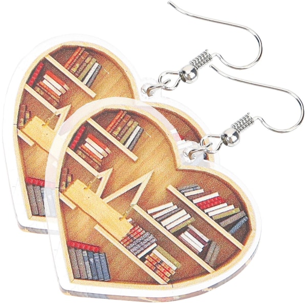 1 pari akryylikorvakoruja korvakoruja pari sydämenmuotoisia kirjastonhoitajan korvakoruja (3,7x3,5 cm, kuten kuvassa)