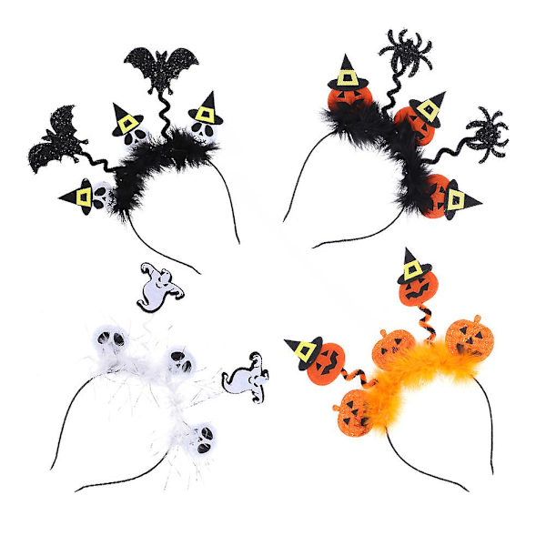 4 st Halloween-festliga söta hårbågar hårtillbehör hårspännen kostymprylar pannband (23X27X3CM, som bilderna visar)