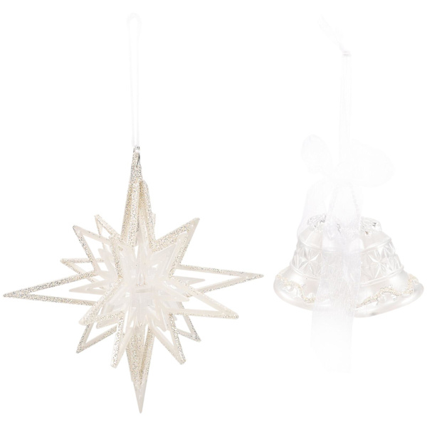 2-pak akryl juleophængs klokker til vinter juletræ ophæng (14.00X14.00X14.00CM, hvid)