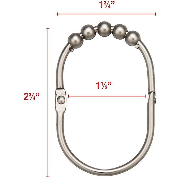 Bred duschdraperi ringar krokar, rostfritt stål nickel 12 st