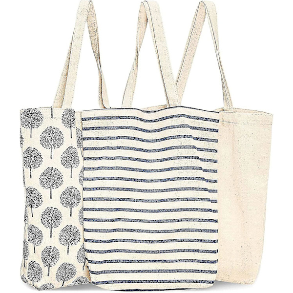 3-pack bomullskassar för matvaror, 15 x 16,5 x 3,5 tum