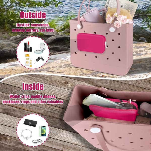 Rosaröd silikontelefonhållare, insatsplånboksberlock designad för strandväskor