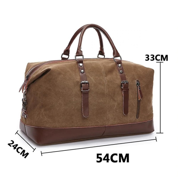 Markroyal Canvas Läder Herr Resväskor Handbagage Resväskor Herr Duffelväskor Handväska Resväska Stor Weekendväska Övernattning（Kaffebrun medium）