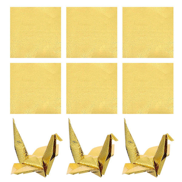 100 ark håndfoldet origami-papir DIY håndlavet papir (10X10X0.1CM, guld)