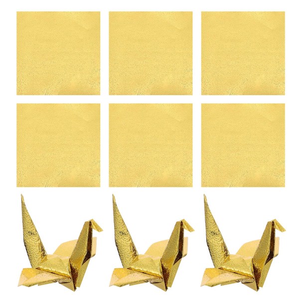 100 ark kvadratisk origami håndfoldet papir DIY håndlavet papir (10X10X0.1CM, guld)