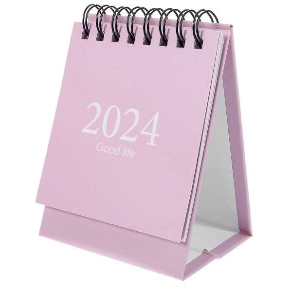 Mini Calendar 2024 Desktop Small Calendar Liten engelsk kalenderpynt Dekorativ skrivebordskalender (10,5X7,5X6CM, rosa)