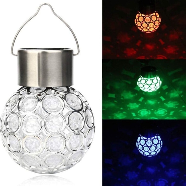 Solcellslampa, dekorativ hängande trädgårdslampa för utomhusbruk, LED-sprickkula för gräsmatta, trädgård, stil 1, vitt ljus