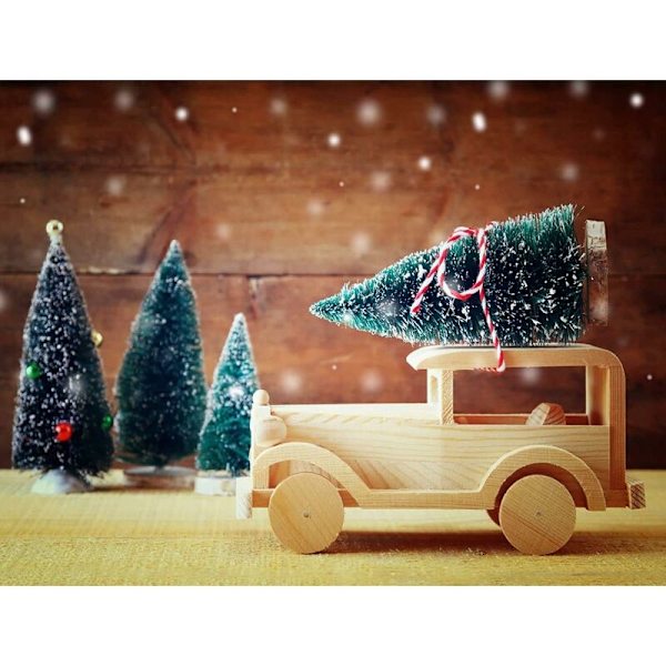 Mini - Julbordsgran, 4 st mark sisal med träbas, flaskborste julbordsgran heminredning (grön)