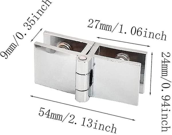 2 st glasdörrshing, glasdörrklämmashinge, dörrklämmashinge, zinklegering glasfällbar hinge för badrumsglasdörr 6-8mm (180 grader